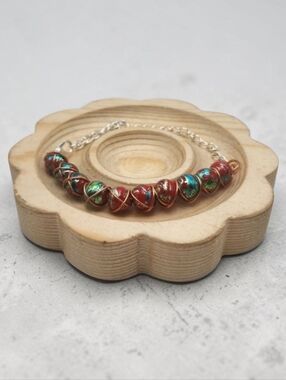 Handmade Wire Wrapped Multi Color Beaded Bracelet Adjustable Chain
